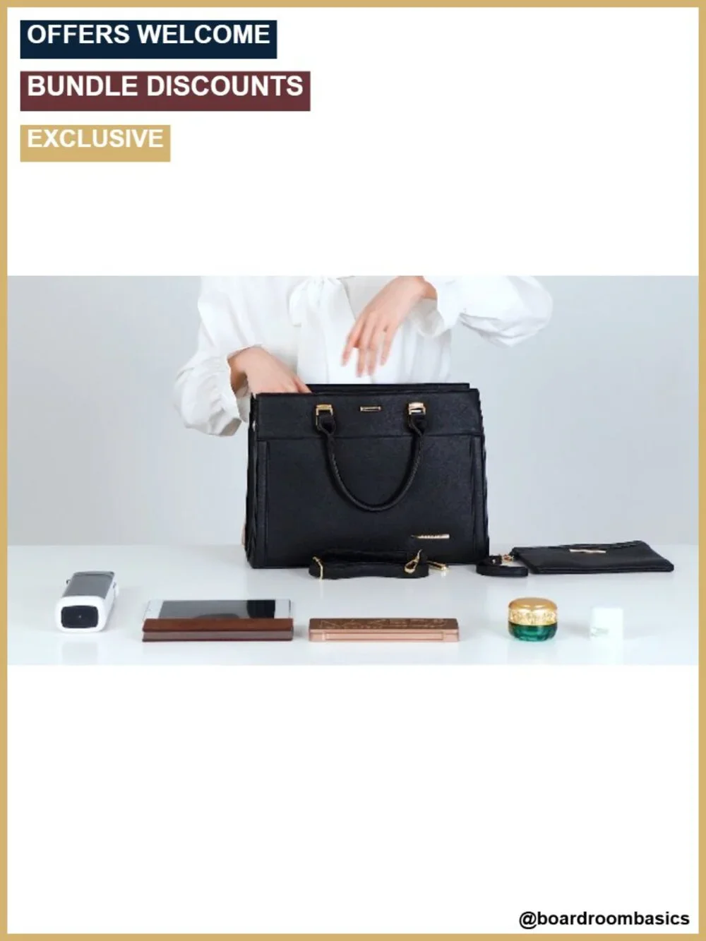 Vegan Leather Belted Satchel Tote with Matching Wristlet, Secure Zipper